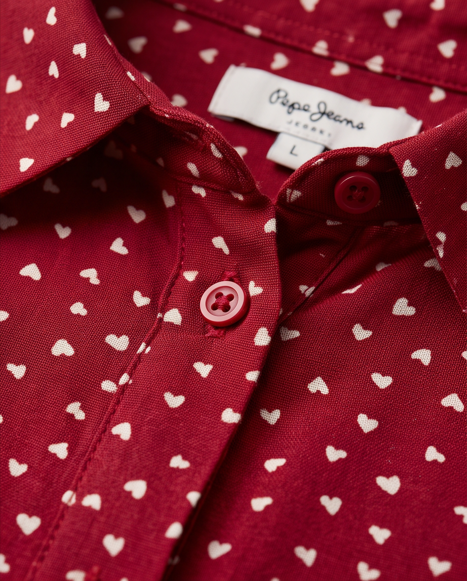 Chemise Pepe Jeans rouge à motif cœurs - très bon état - taille L