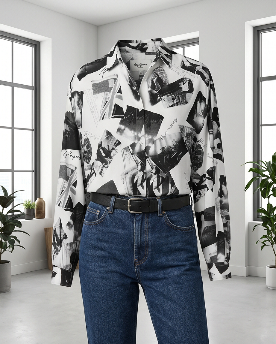 Pepe Jeans chemisier noir blanc - neuf - taille L