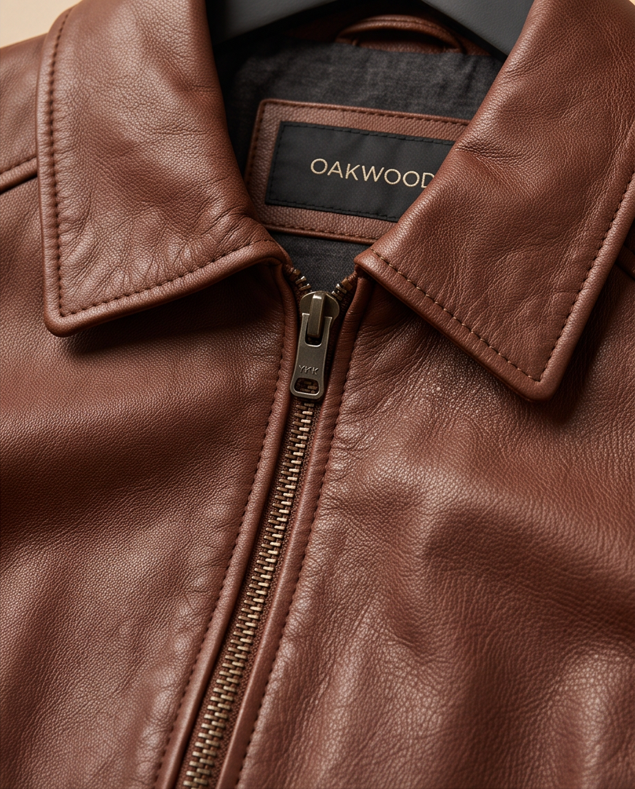 veste en cuir marron Oakwood — taille 38