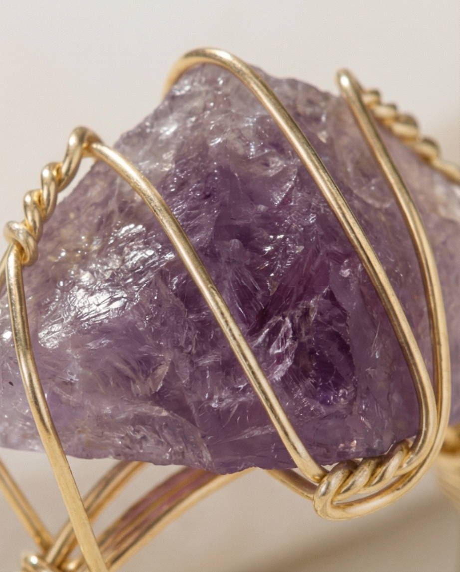 Bague en améthyste dorée neuve