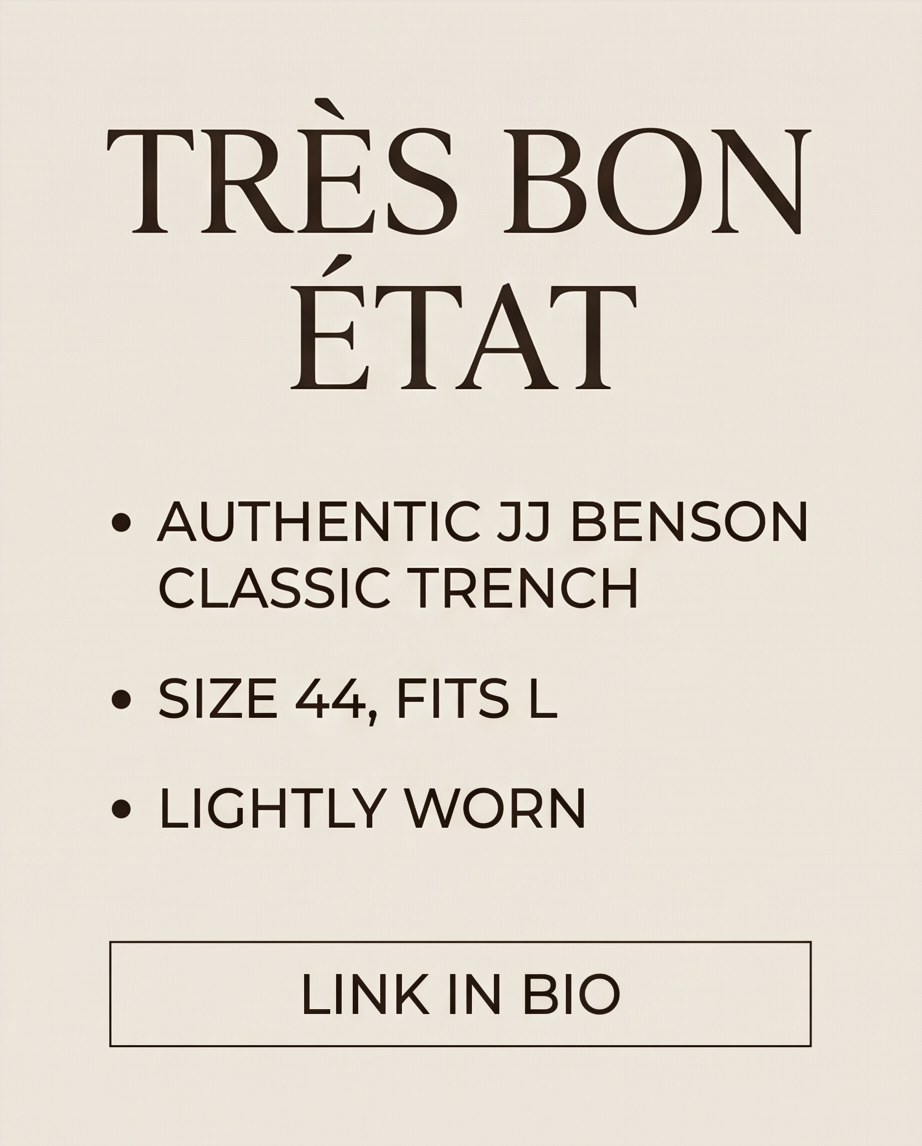 Trench-coat JJ BENSON Beige Classique — Très Bon État — Taille 44