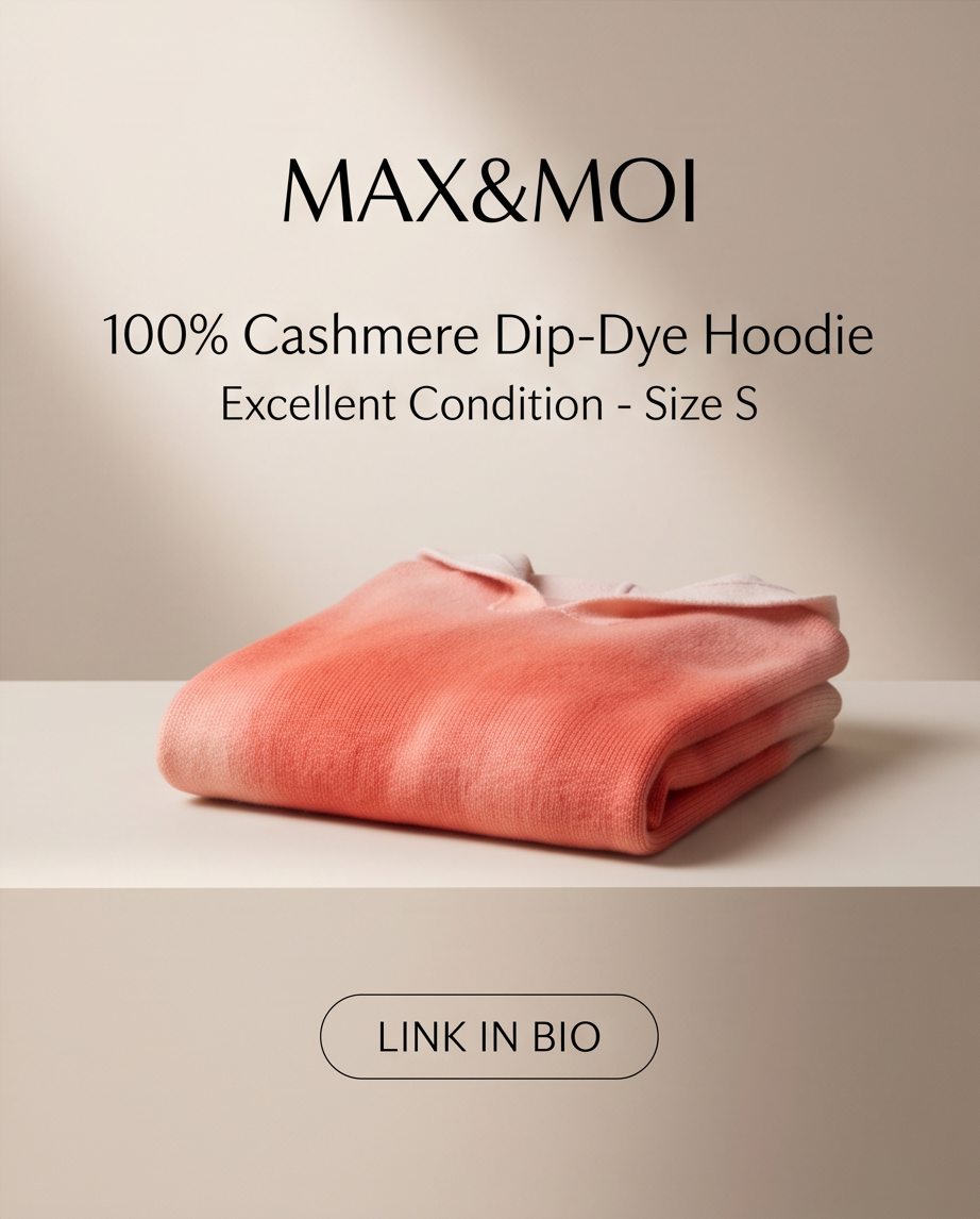 Pull 100% Cachemire MAX&MOI — Corail & Blanc — Oversize — Taille S