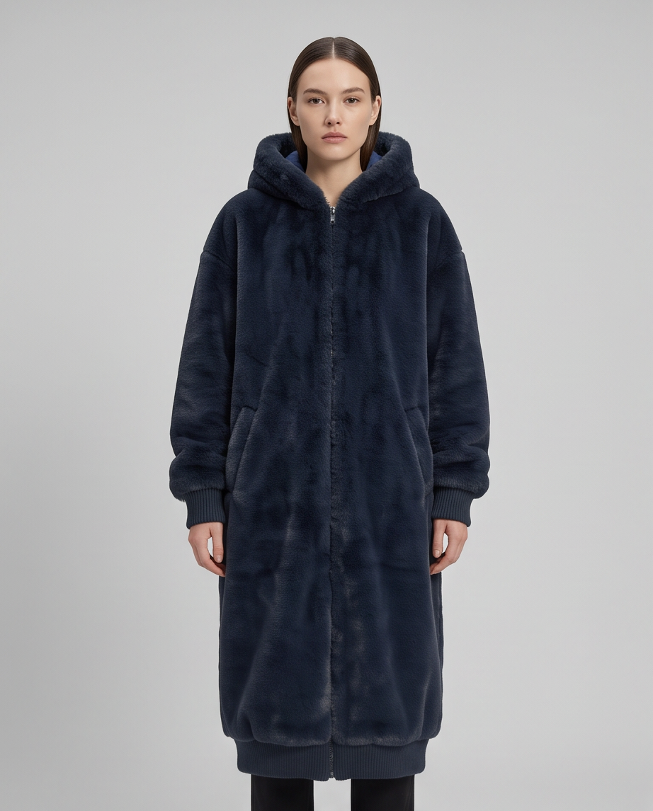 Manteau UGG Fausse Fourrure — Bleu Oversize — Neuf — Taille XS/S