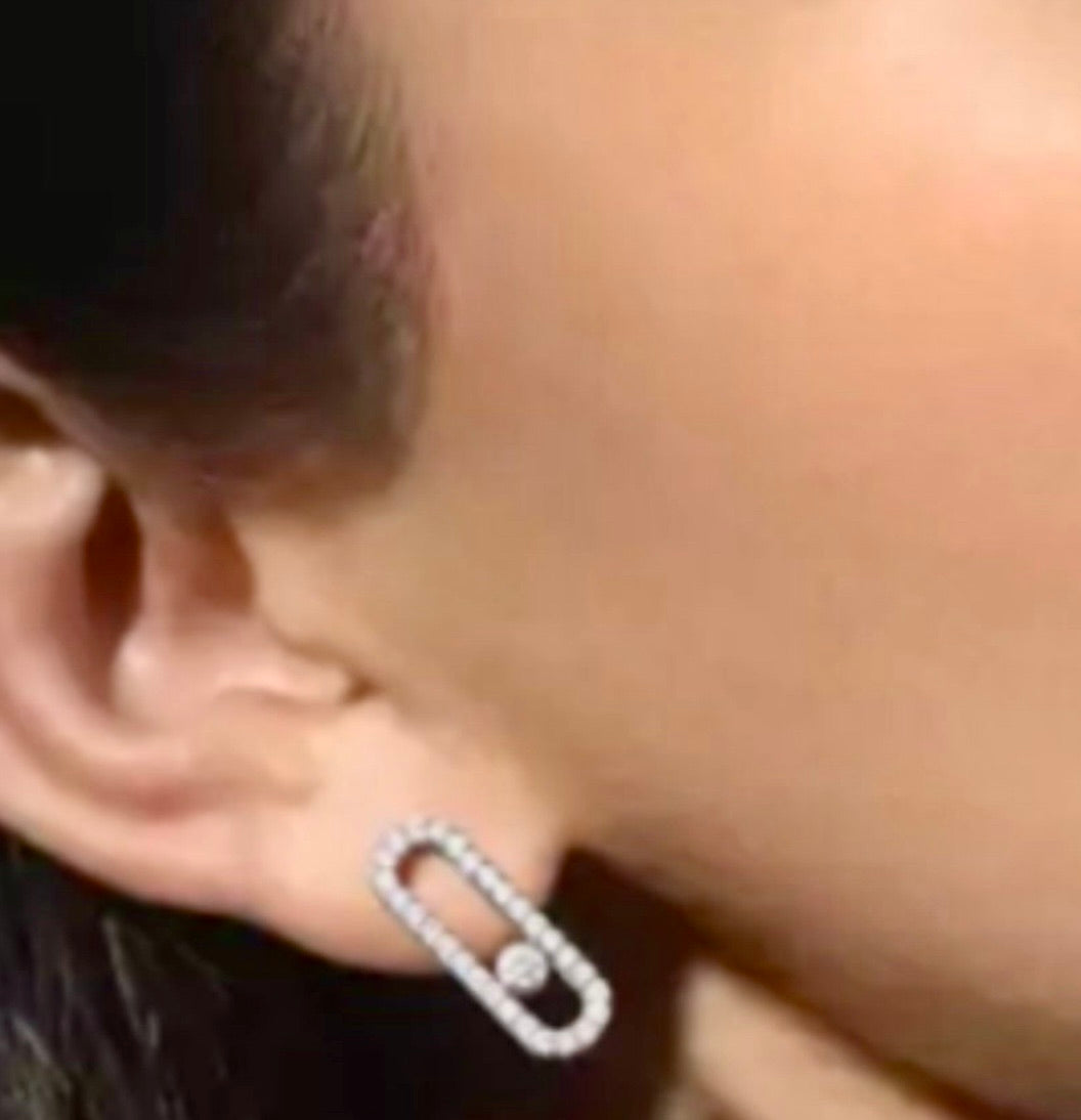 Boucles d'Oreilles Messika Move Uno Or Blanc et Diamants