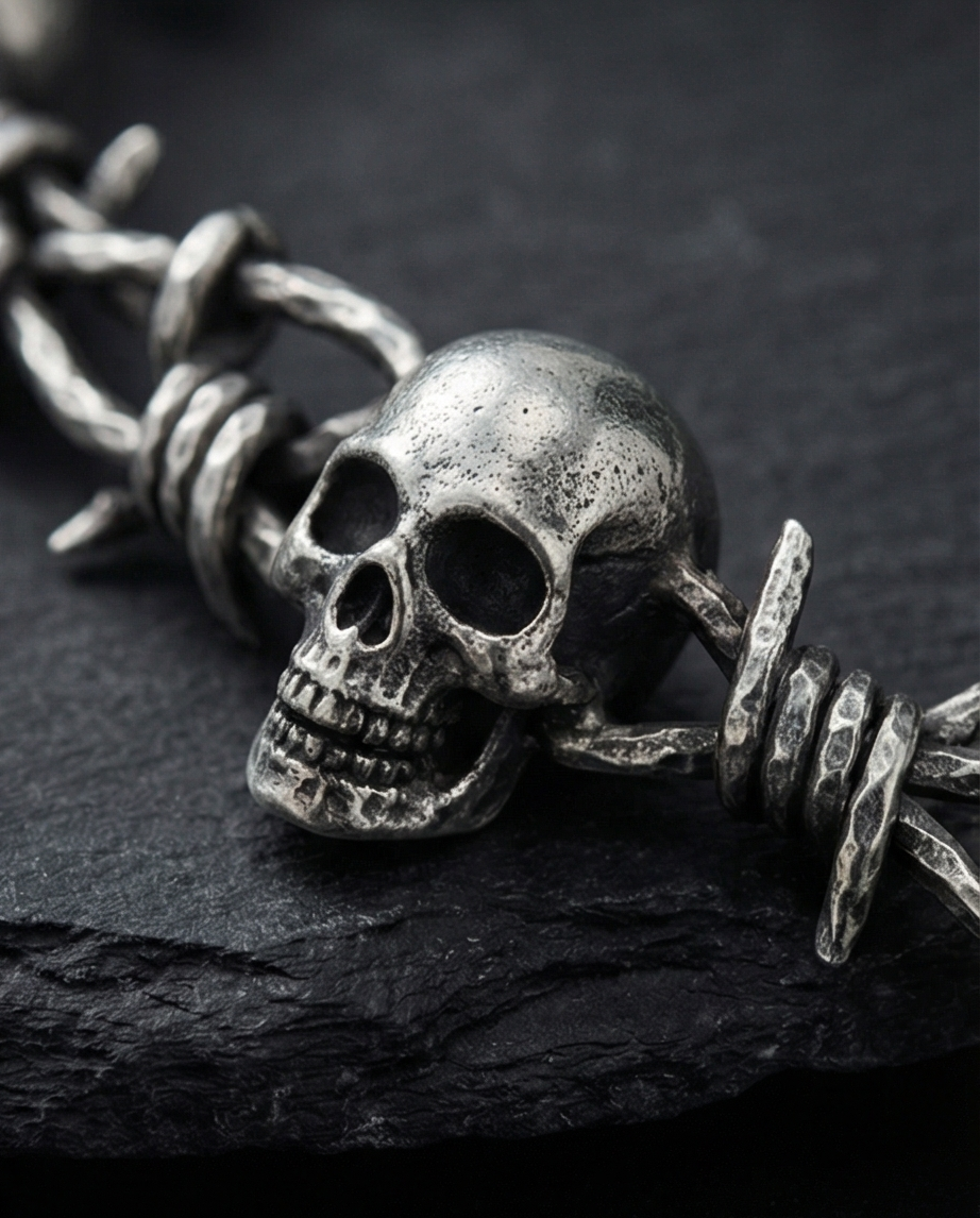 Bracelet tête de mort et sa bague neufs