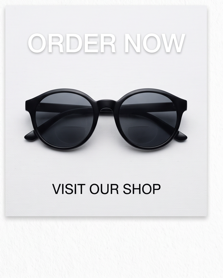 Lunettes de soleil avec double foyer correcteur pour la lecture noires  —  neuves