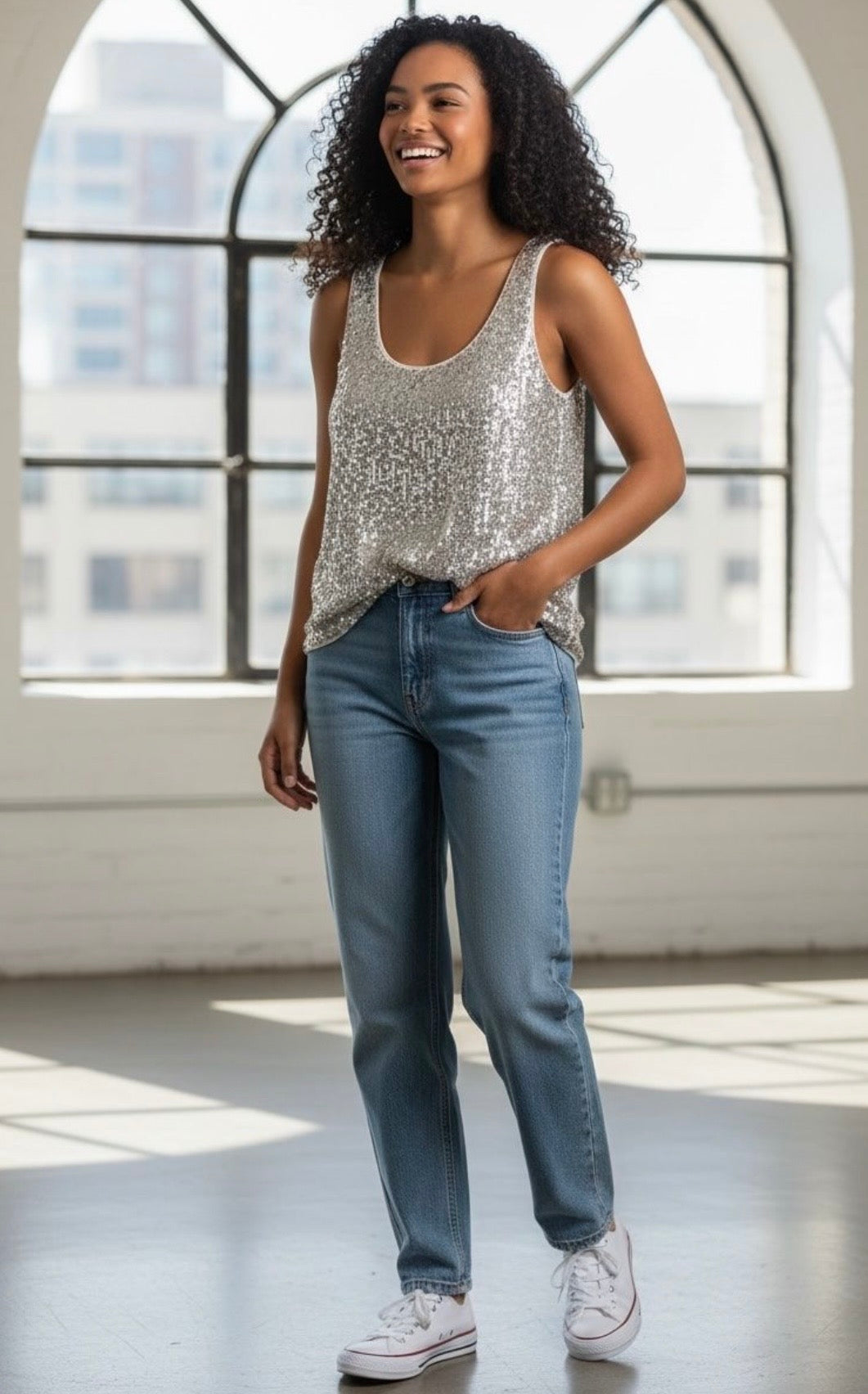 Grace & Mila Top à Paillettes Argenté - neuf - taille S
