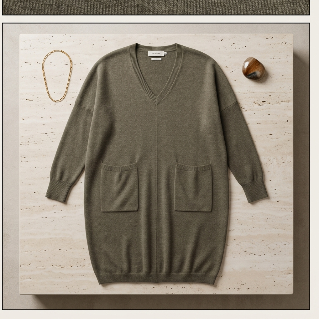 Robe Pull Cachemire NOTSHY — Kaki — Très Bon État — Taille M