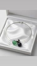 Collier multi-rangs avec 3 perles - neuf