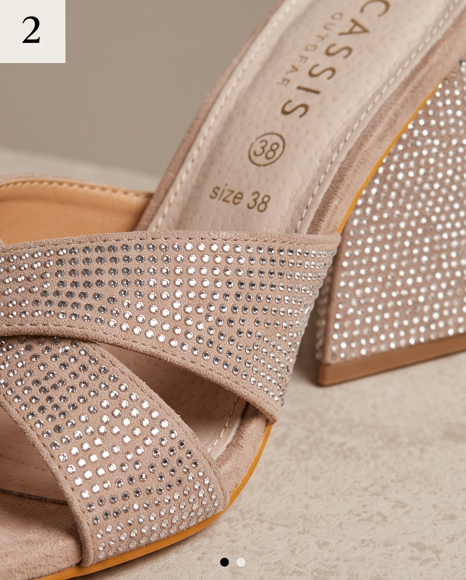 Mules à Talons CASSIS — Beige Rose Glamour — Neuves — Taille 38