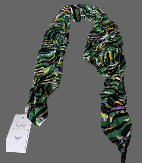 Bandana LPB imprimé zèbre vert, jaune et violet neuf