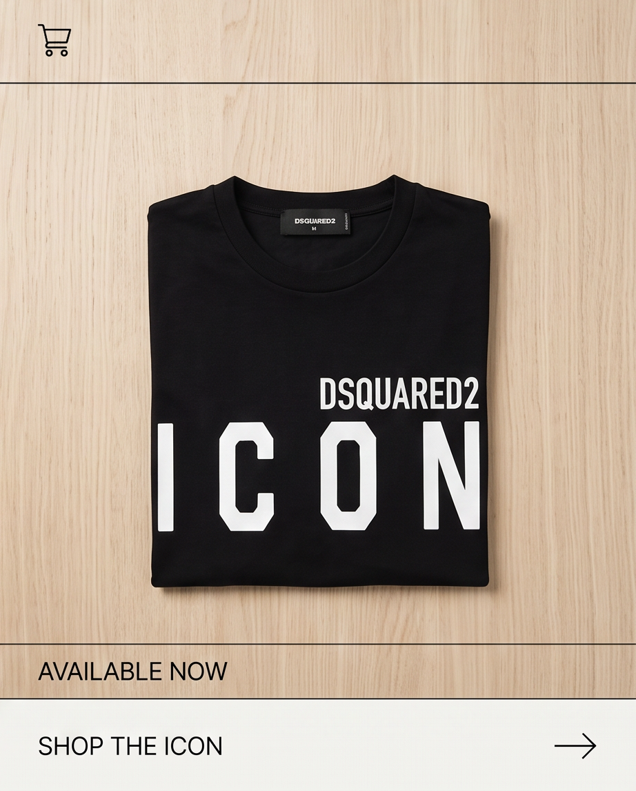DSQUARED2 – T-shirt ICON Noir – Taille M – Made in Italy