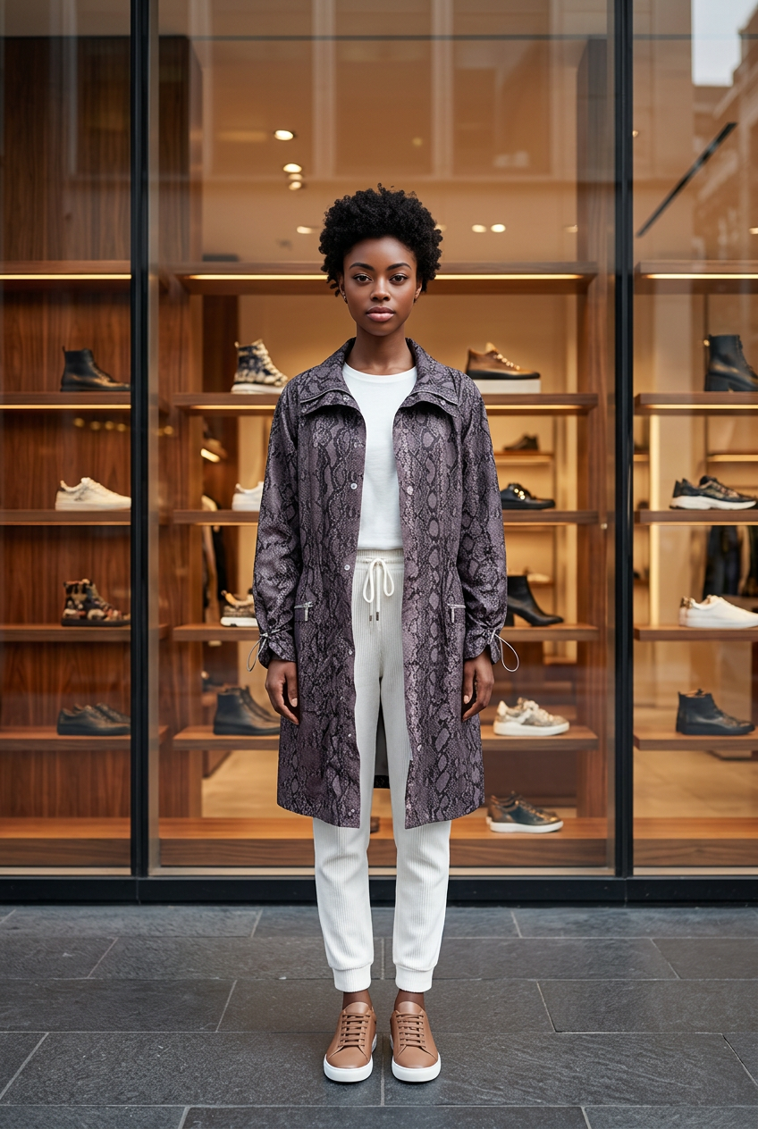 Michael Kors Parka femme très tendance avec imprimé serpent. Taille L.