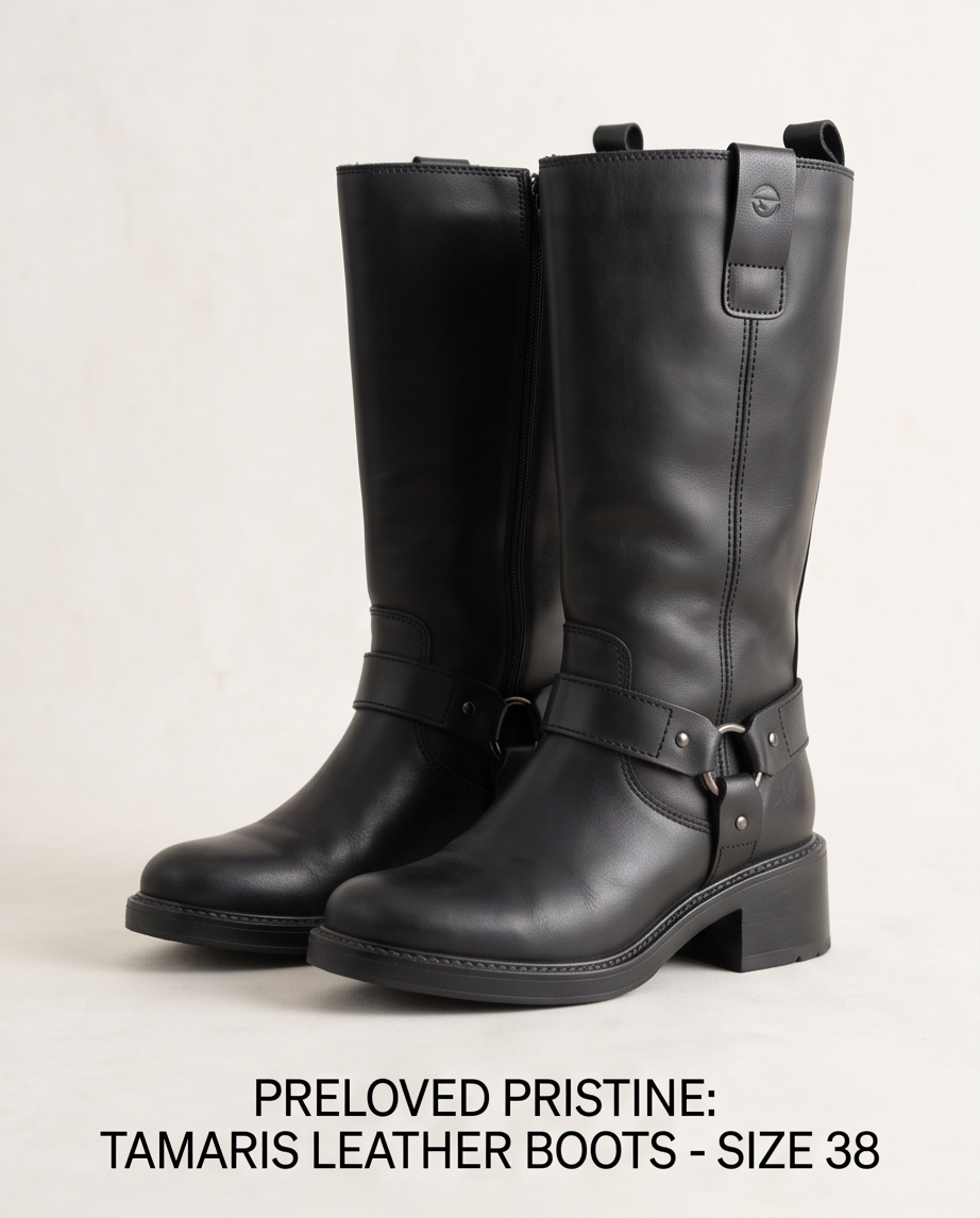 Bottes Tamaris cuir noir — très bon état — taille 38