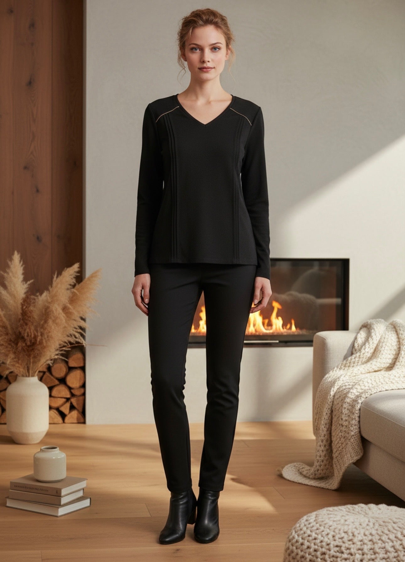 Blouse Olsen Noir, Manches Longues taille 36 neuve