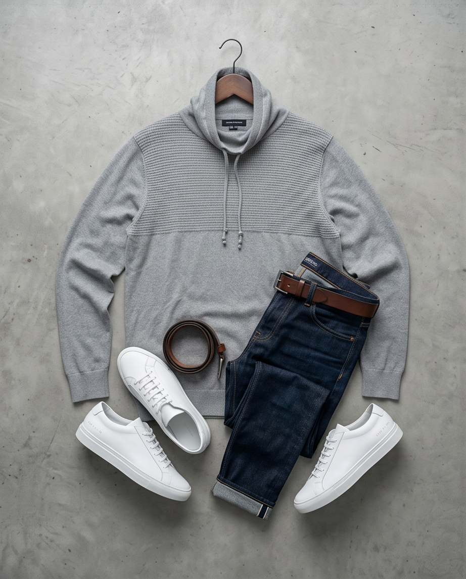Pull EDC by Esprit Homme Coton Gris Col Montant — Neuf — Taille L