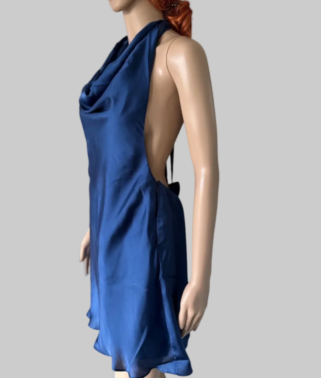 Robe satinée bleue nuit - très bon état - S/M