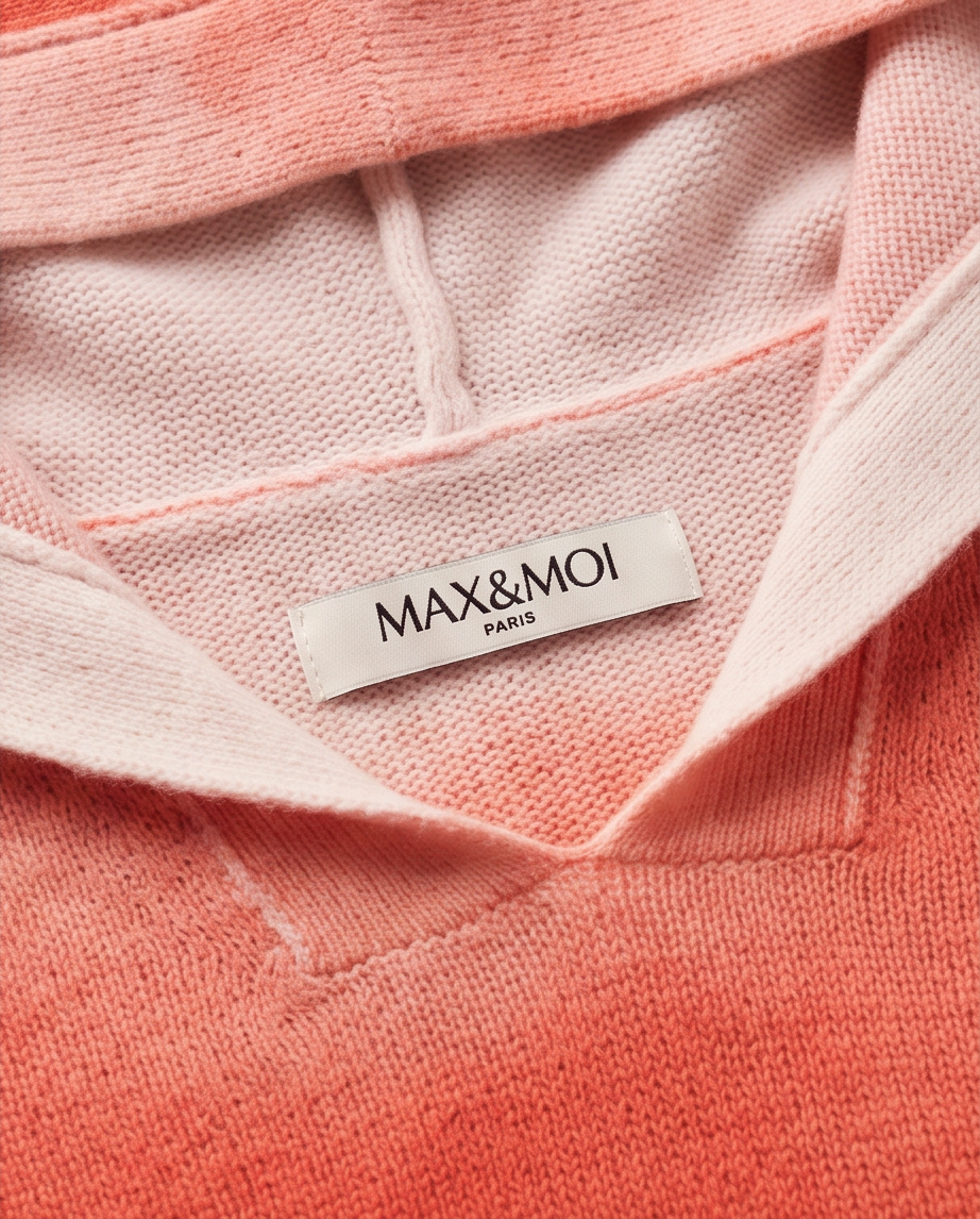 Pull 100% Cachemire MAX&MOI — Corail & Blanc — Oversize — Taille S