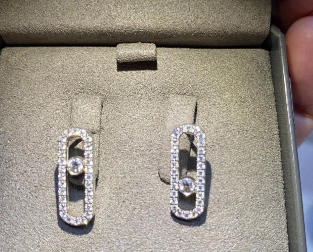 Boucles d'Oreilles Messika Move Uno Or Blanc et Diamants