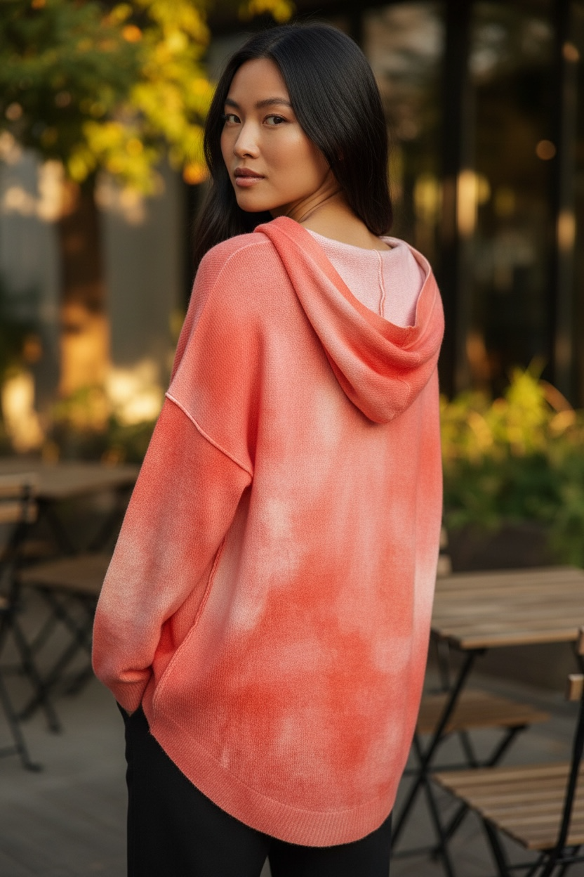 Pull MAX&MOI corail et blanc 100% cachemire taille S oversize