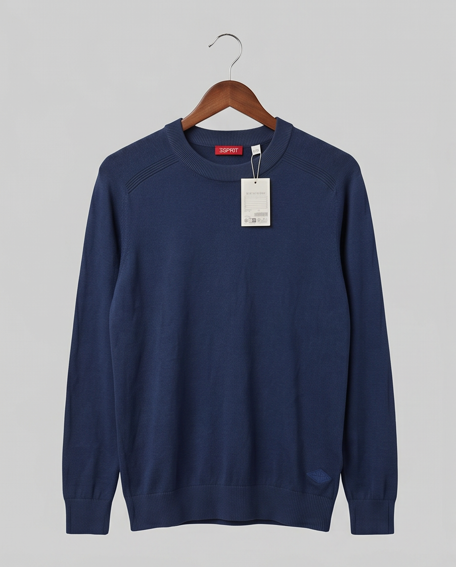Pull Esprit Homme Coton Lyocell Marine — Neuf — Taille L