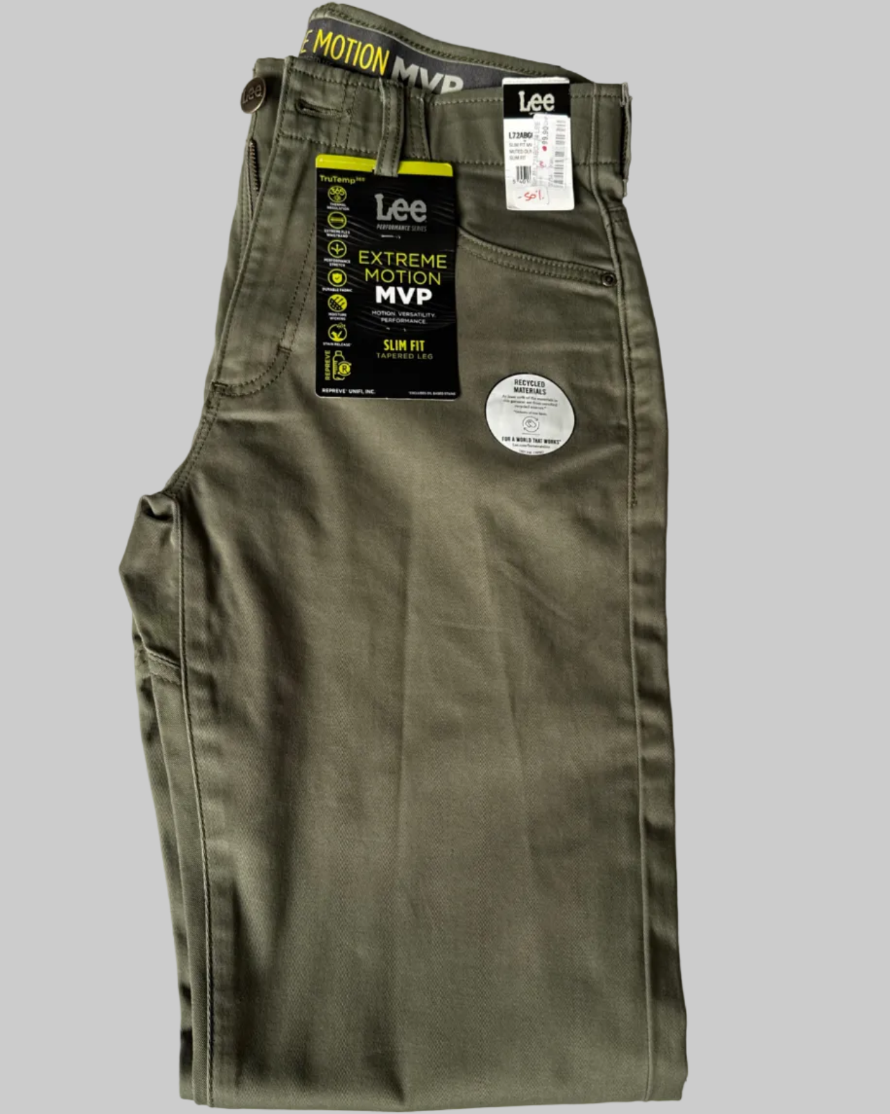 Pantalon Lee vert homme - neuf - 30/34