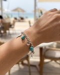 Bracelet  charms, turquoise, cristal de roche - neuf