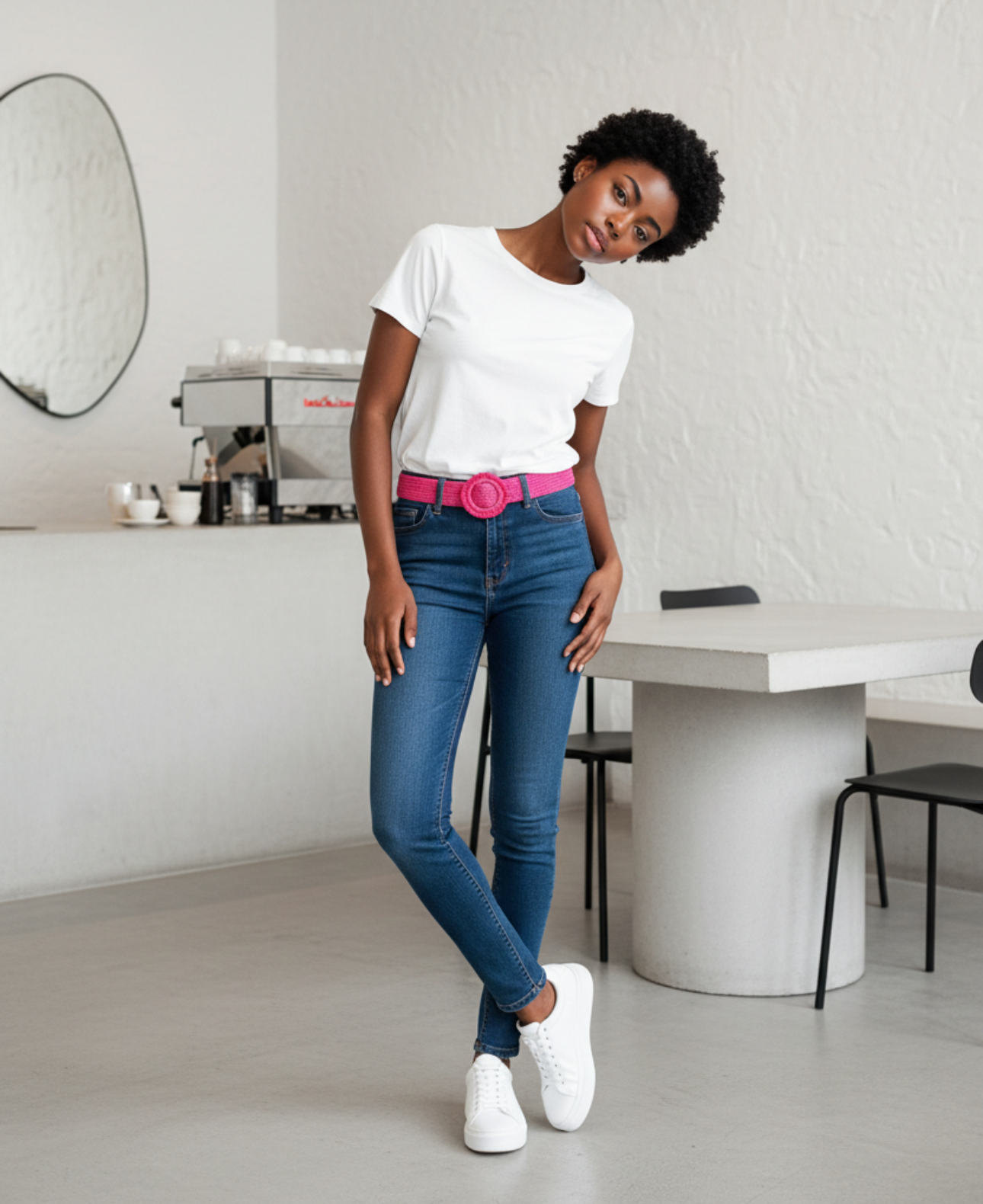 Grace & Mila Ceinture MANA rose en raphia neuve