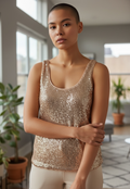 Grace & Mila Top à Paillettes Rose - Neuf - L