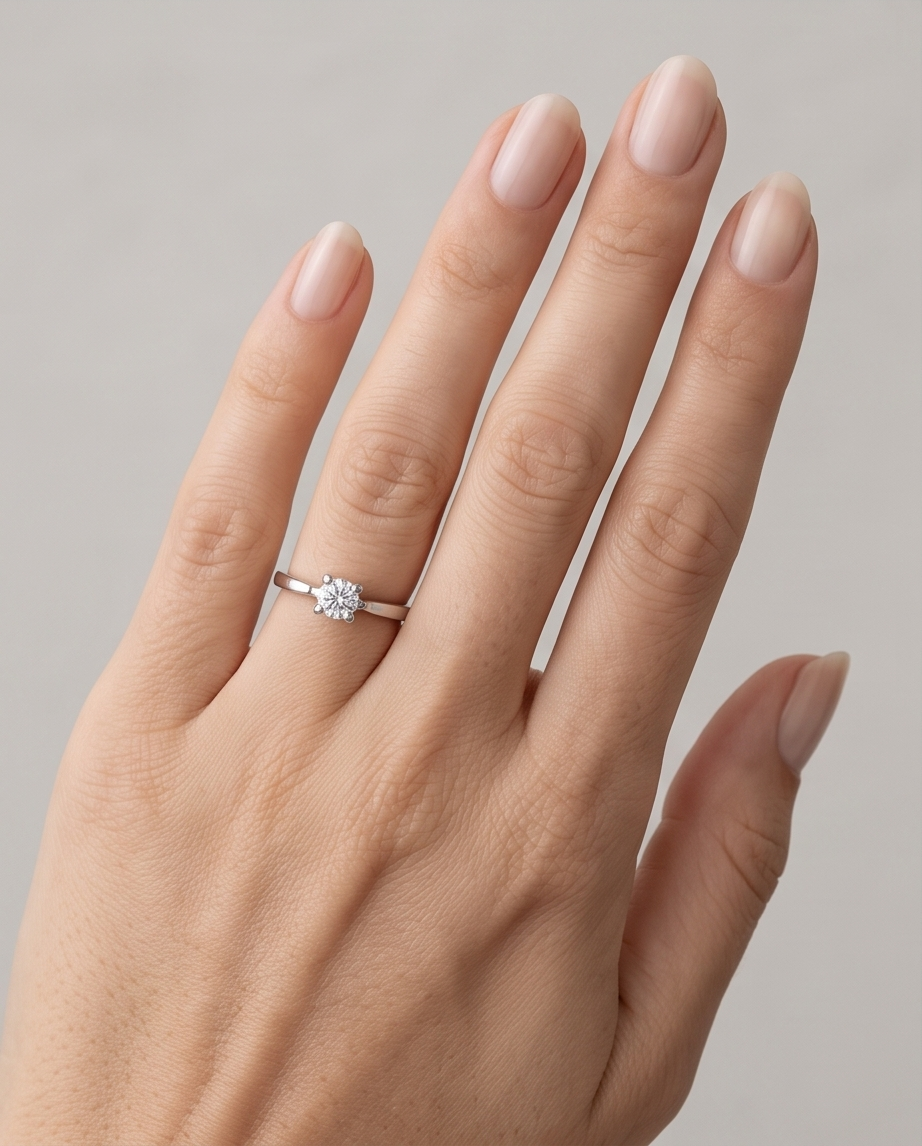 Solitaire en  blanc 18 carats avec diamant de 0,25 ct – Taille 58