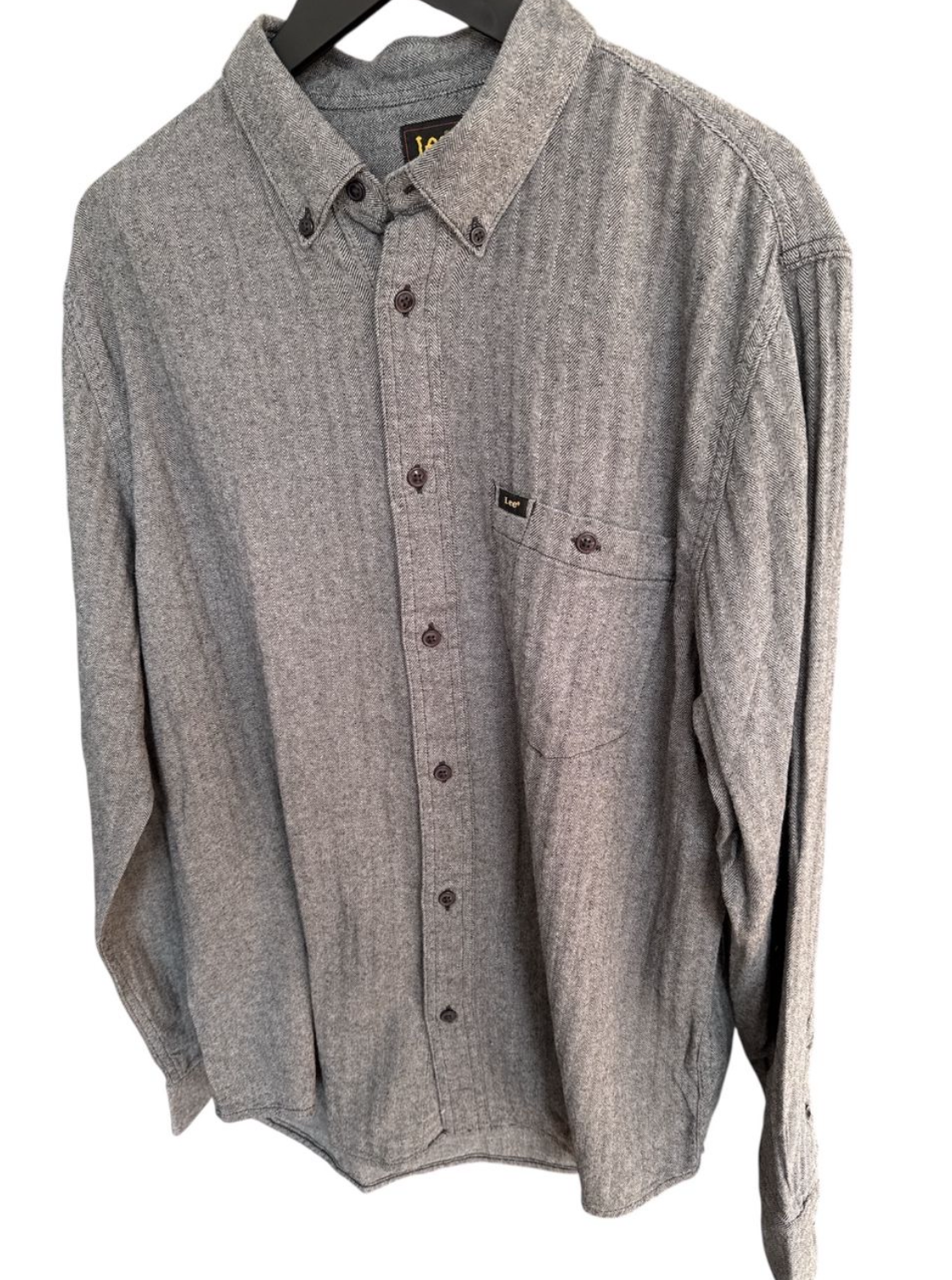 Chemise Lee Homme Neuve Motifs Chevrons Gris Taille M