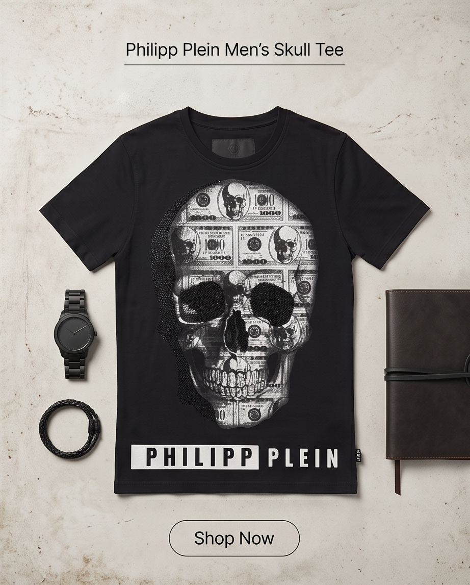 PHILIPP PLEIN – T-shirt homme tête de mort – S/M – Comme neuf