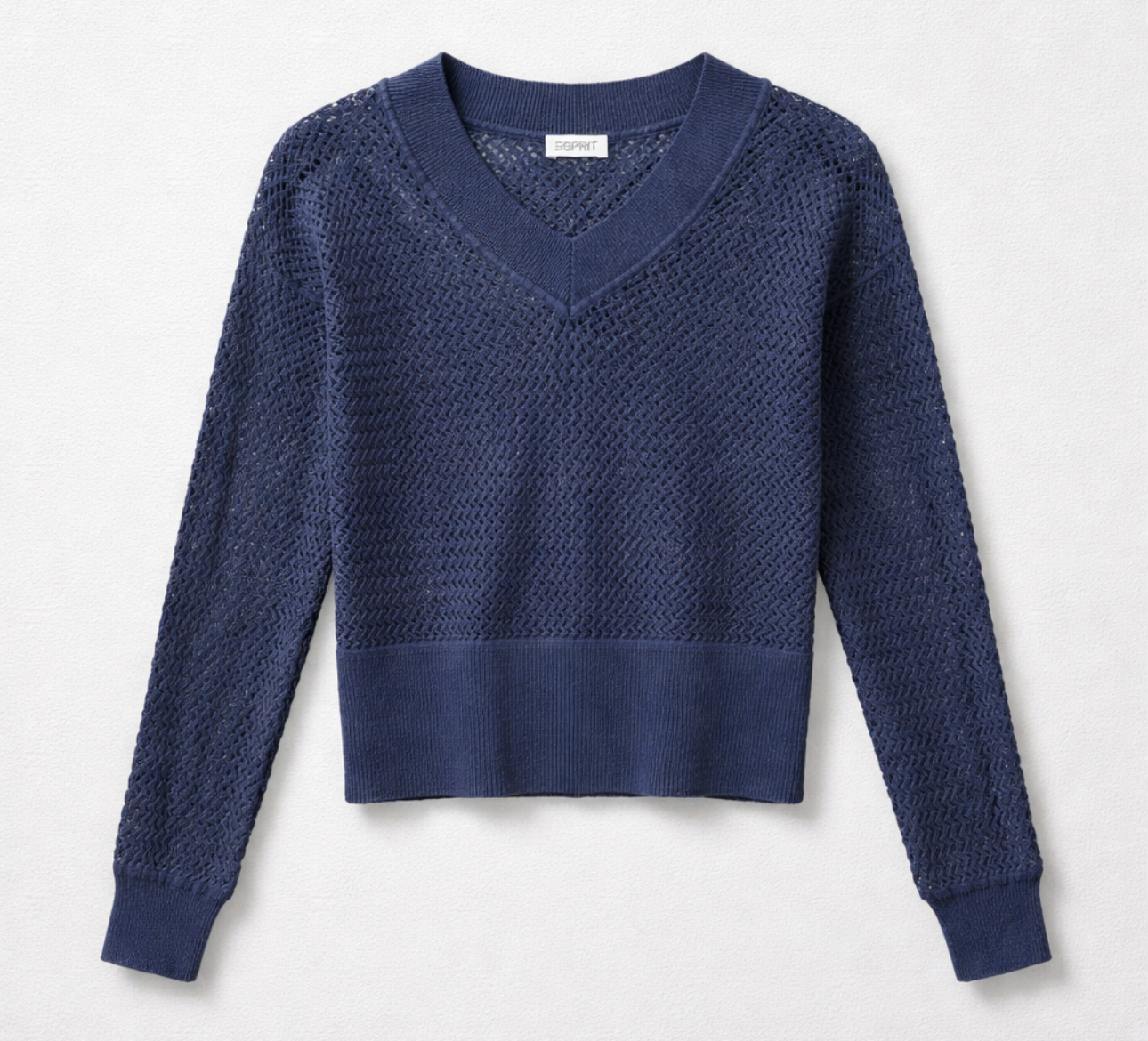 Pull Esprit bleu marine, ajouré - très bon état - M