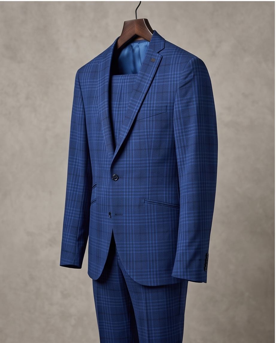 Costume homme SAVILE ROW by CG – Bleu à carreaux – T. 44/46 — très bon état