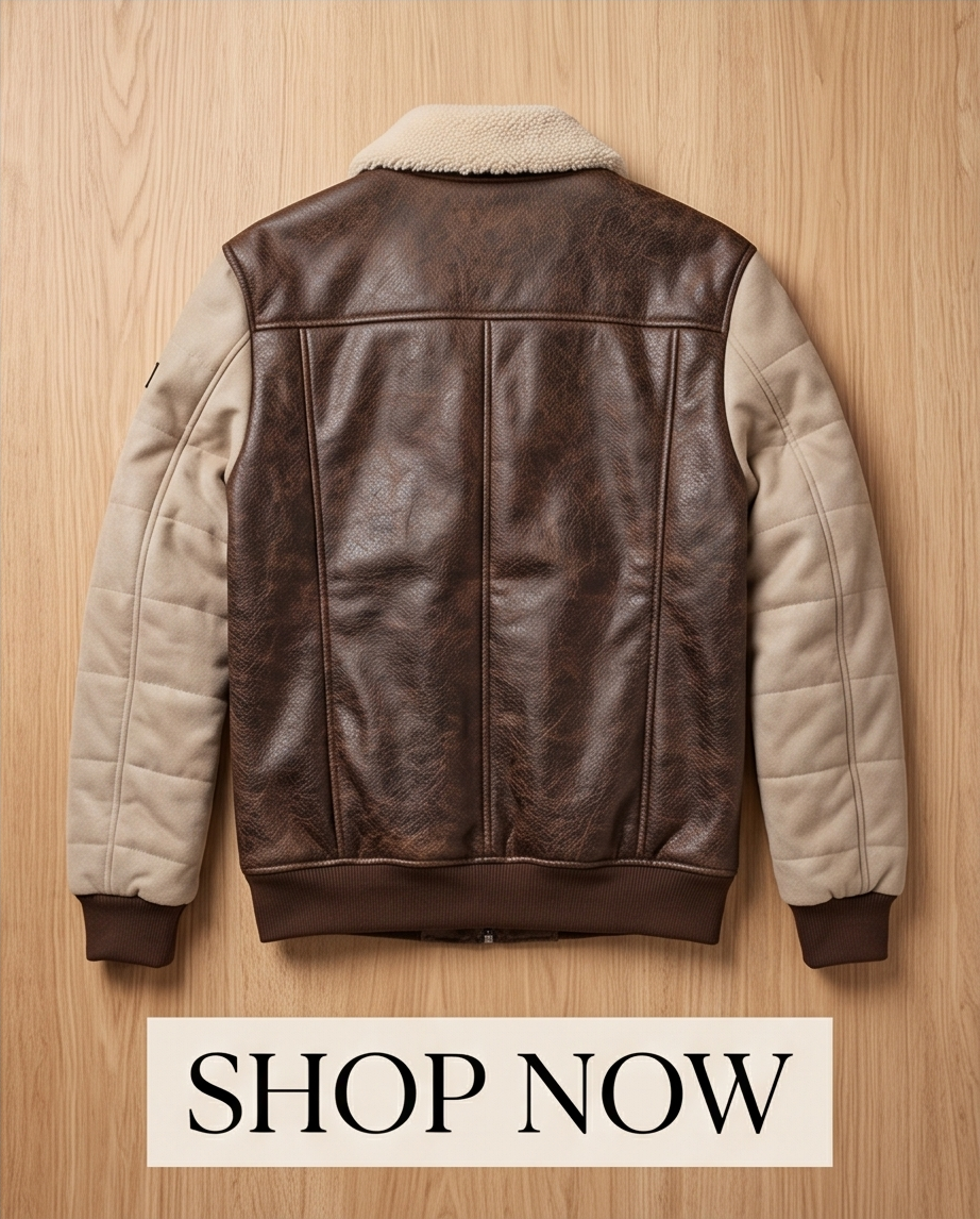 Blouson Homme Faux Cuir Col Sherpa — Neuf — Taille M