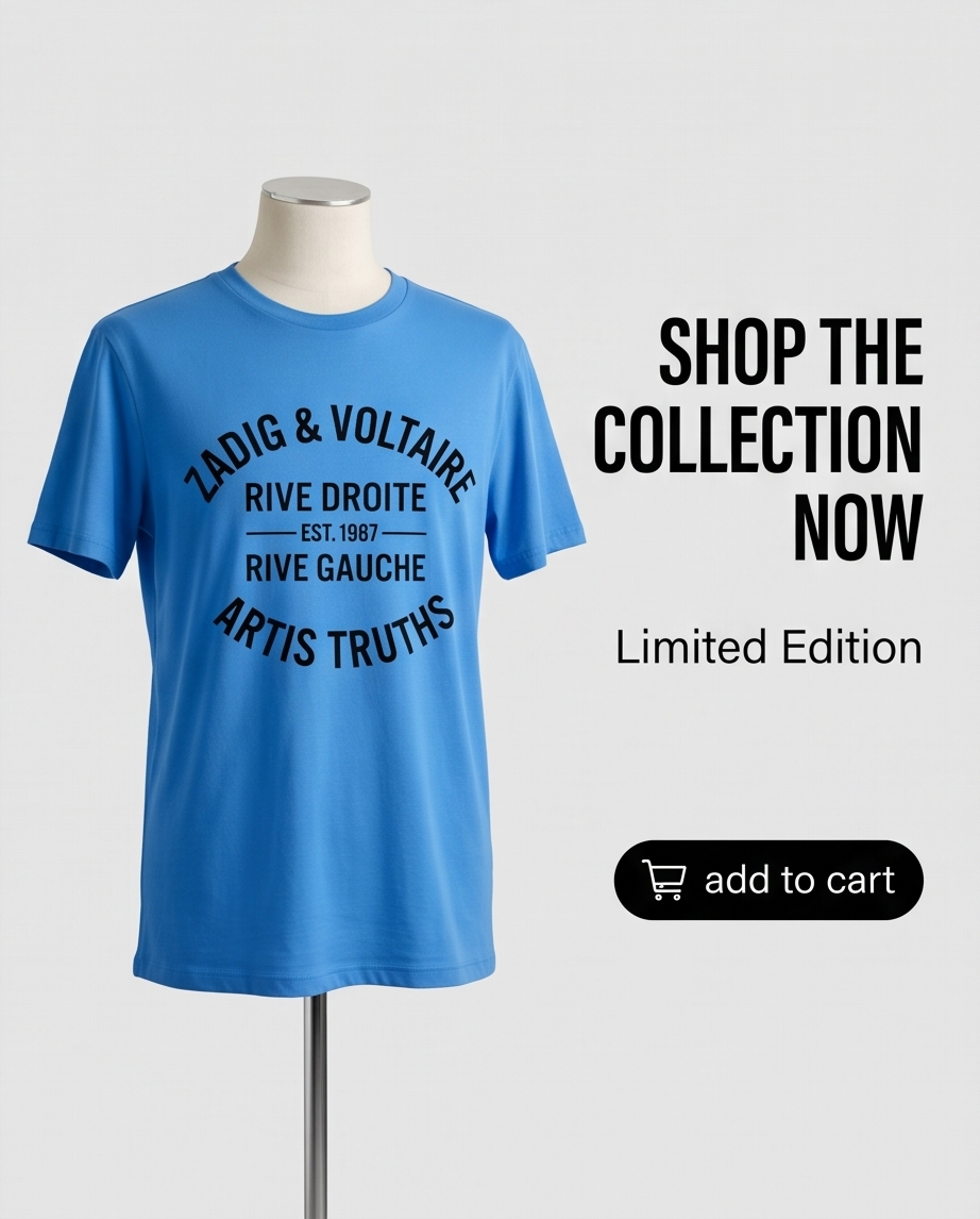 ZADIG & VOLTAIRE – T-shirt Tommy Blason Bleu – Taille XS