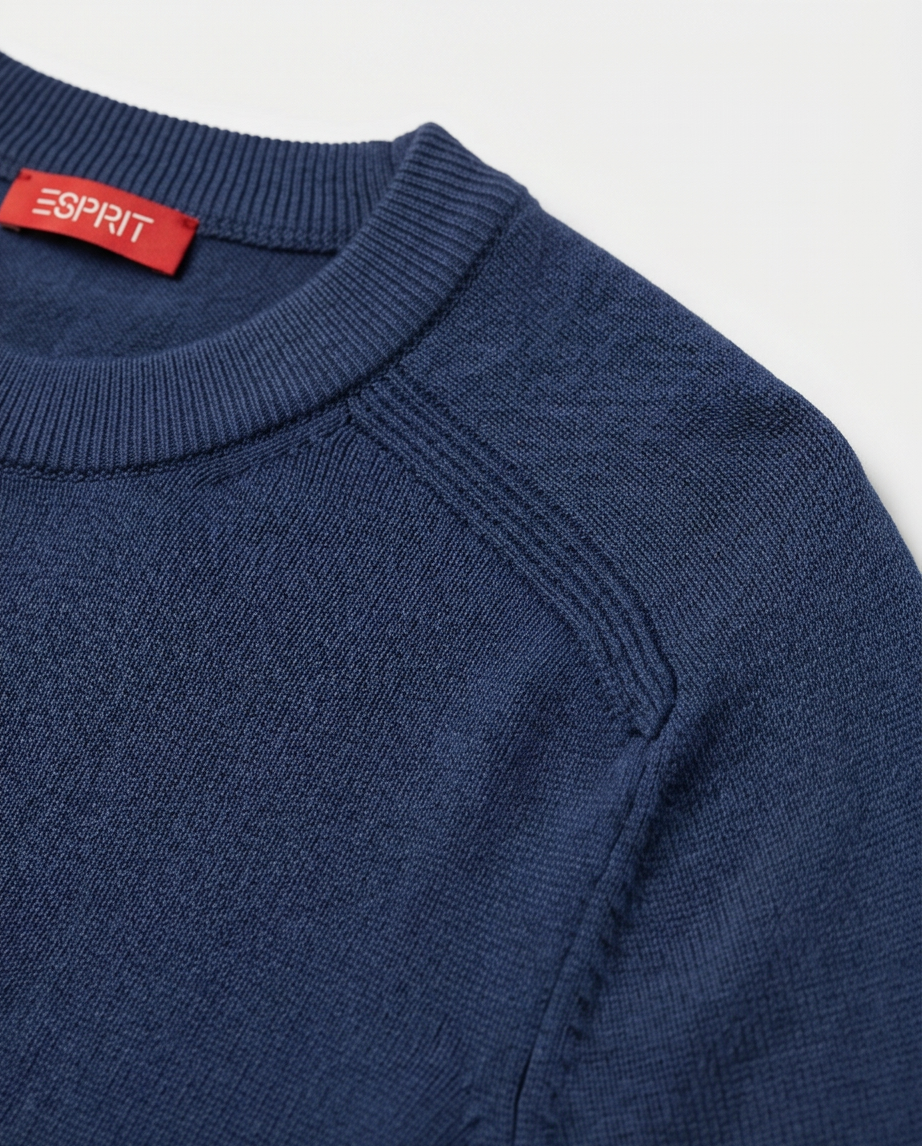 Pull Esprit Homme Coton Lyocell Marine — Neuf — Taille L