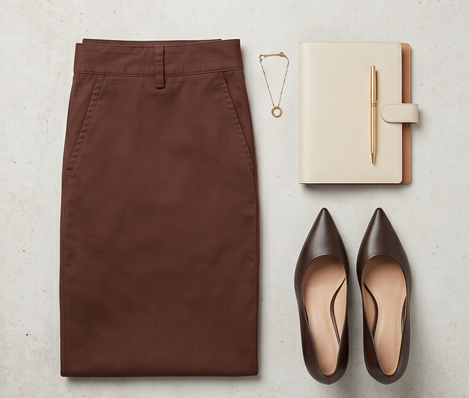 Jupe Crayon Grace & Mila Chocolat — Neuve — Taille XS