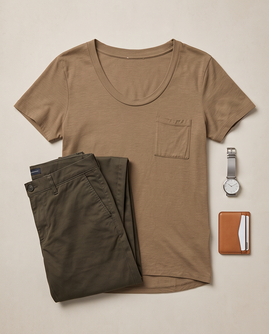 T-shirt beige vert — très bon état — taille S/M
