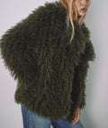 Veste fausse fourrure Stradivarius verte neuve taille M neuve