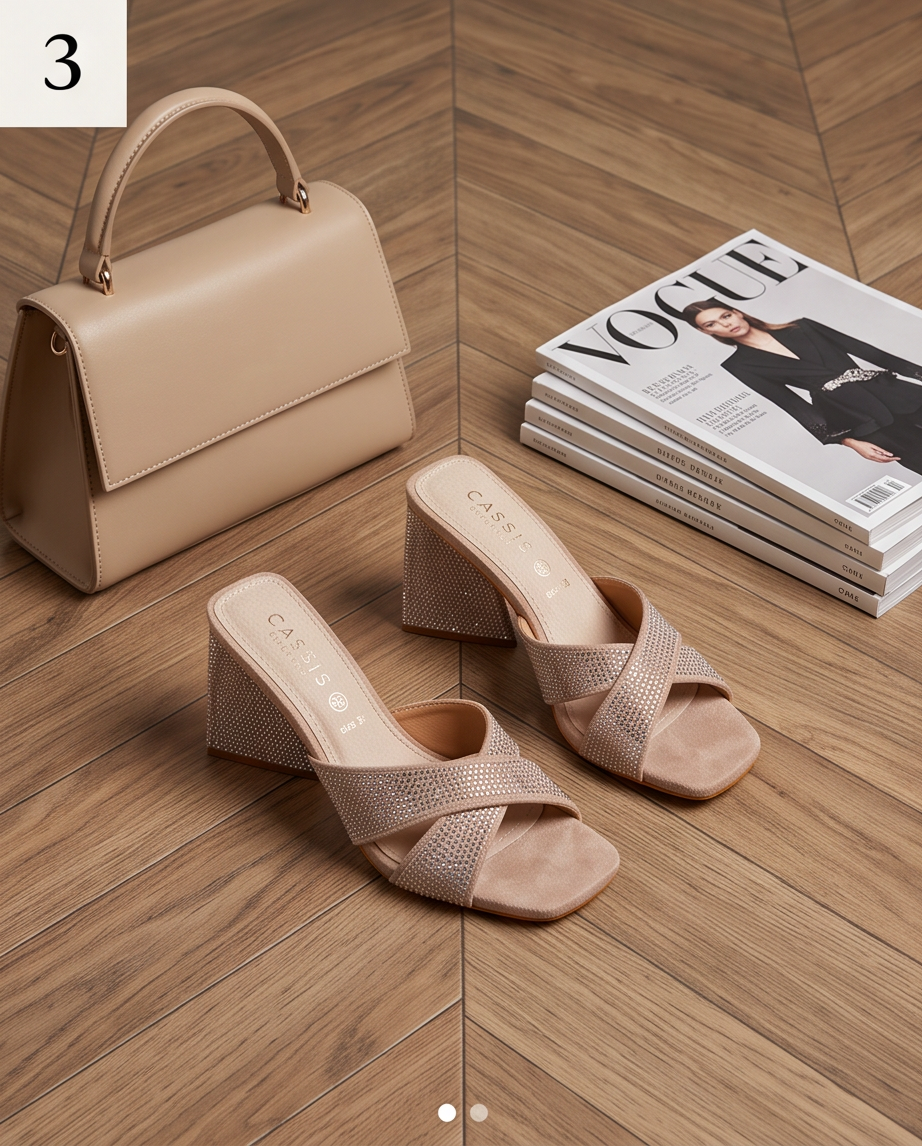 Mules à Talons CASSIS — Beige Rose Glamour — Neuves — Taille 38