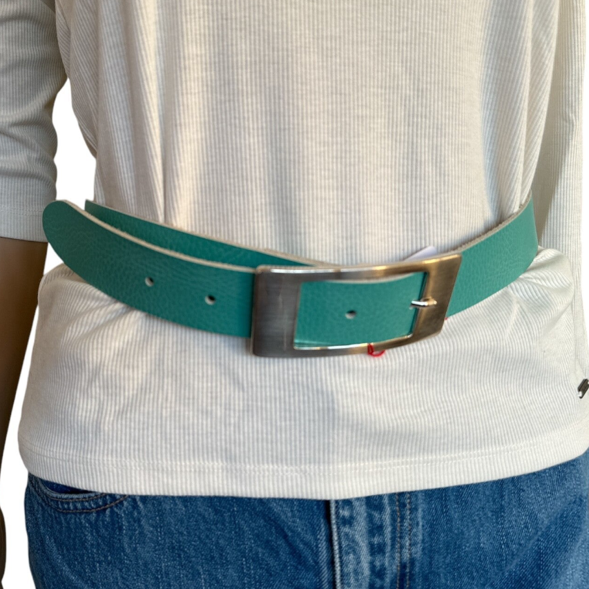 Ceinture en cuir vert turquoise