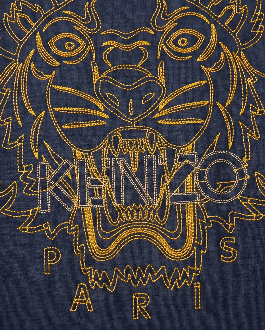 KENZO – T-shirt Tiger Homme Bleu Marine & Doré – Taille M