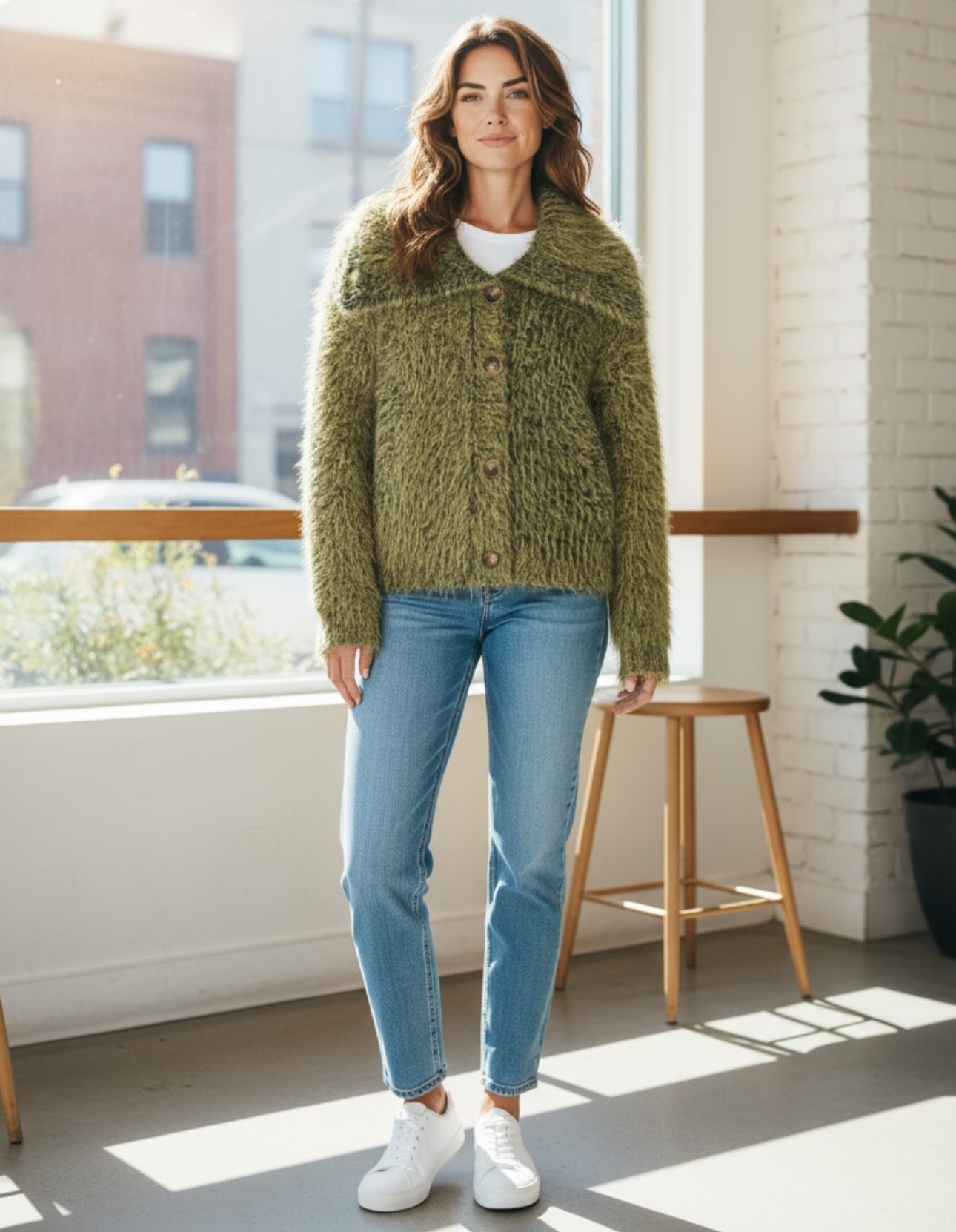 CARDIGAN À COL DOUX ET BOUTON - NEUF - M