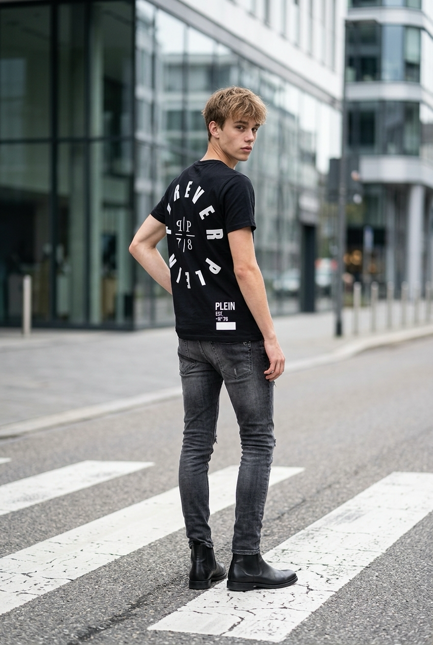 PHILIPP PLEIN – T-shirt homme tête de mort – S/M – Comme neuf