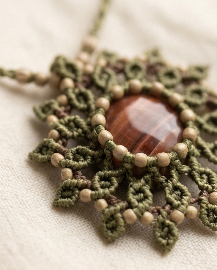 Lot, collier et bracelet en macramé, fait main, neuf