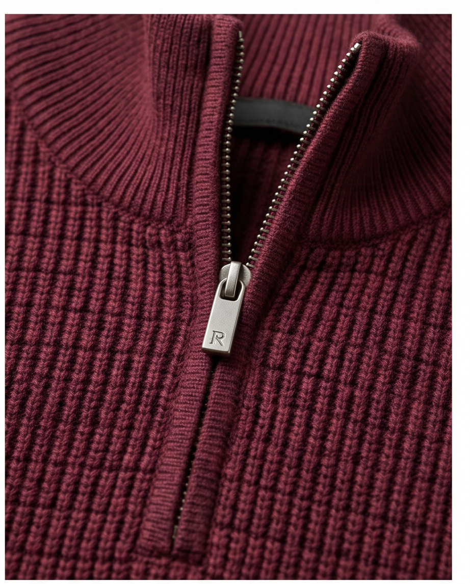 Pull Esprit Homme Coton Bordeaux Col Zippé — Neuf — Taille XL