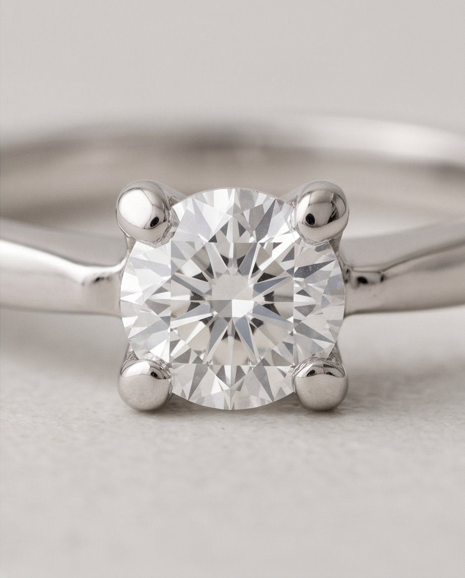 Solitaire en  blanc 18 carats avec diamant de 0,25 ct – Taille 58