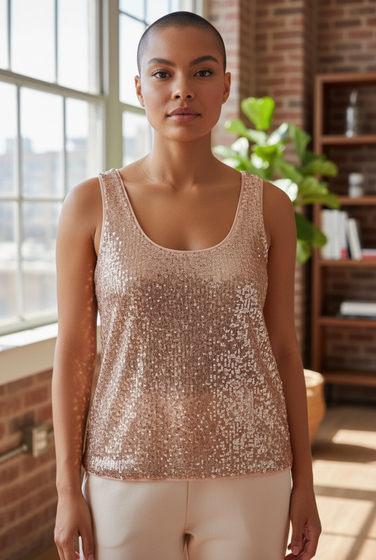Grace & Mila Top à Paillettes Rose - Neuf - L