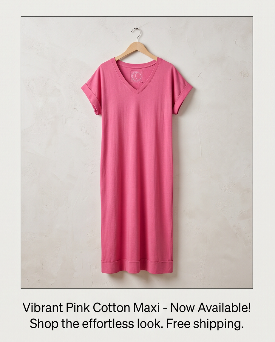 robe longue en coton rose, taille — neuve  — taille S/M